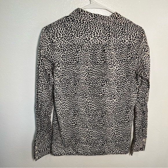 J. Crew Factory Button Down Shirt Beige Black Animal Print - Picture 7 of 12